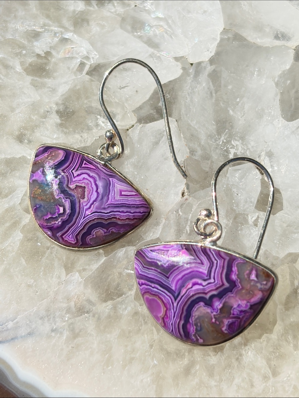 Laguna Lace Agate 925 Sterling Silver Earrings